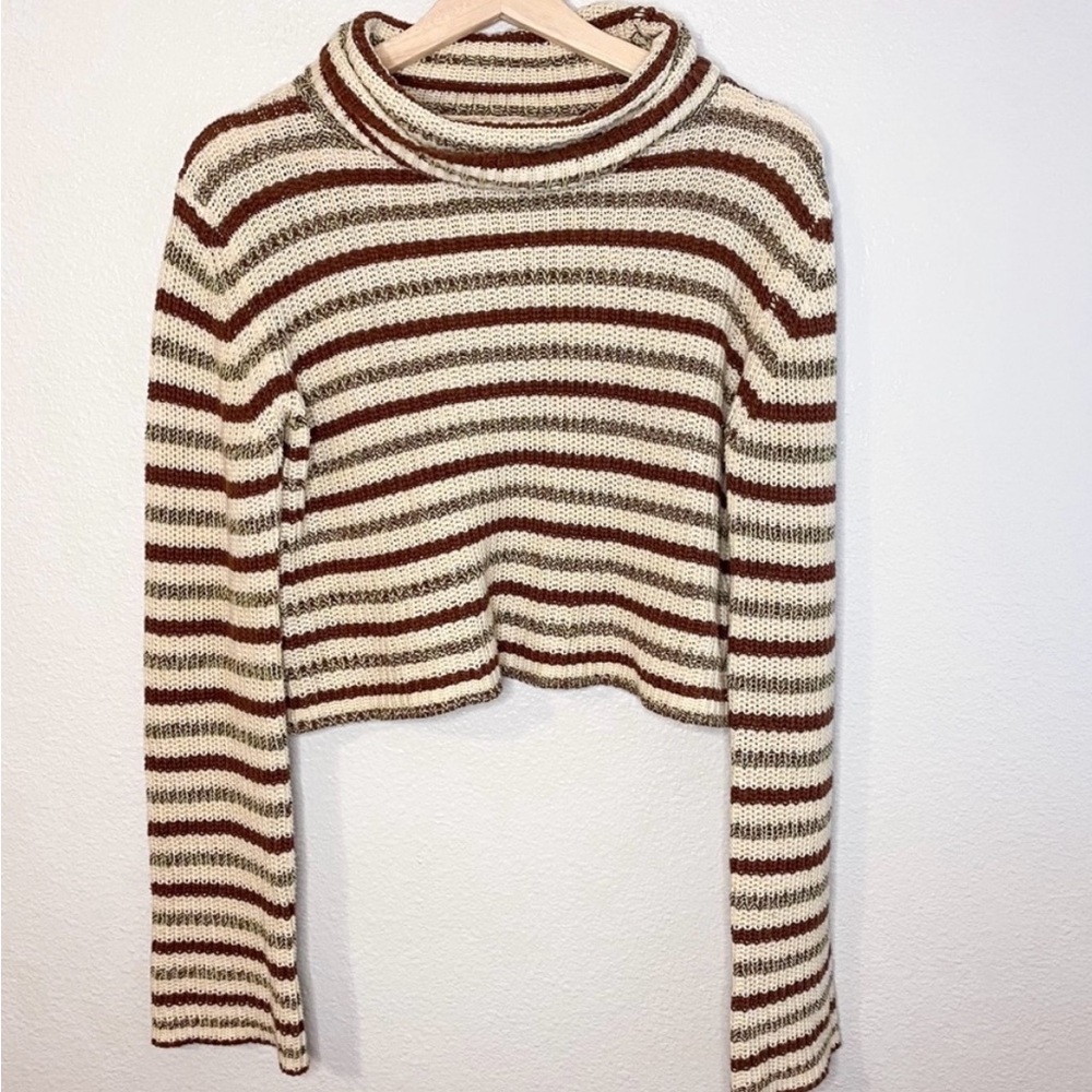 Urban Outfitters Cropped Stripe Cowl Neck Sweater